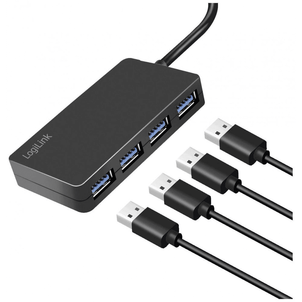 Rozbočovač USB 3.2 Gen1 4-portový USB-A, čierny (Logilink)