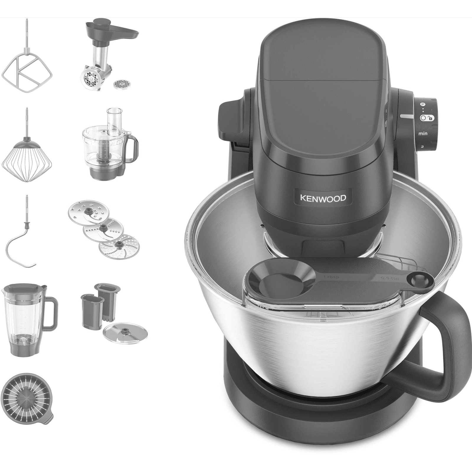 Kenwood KHC30.070GY kuchynský robot 1000 W 4,3 L Nerezová oceľ, Šedá