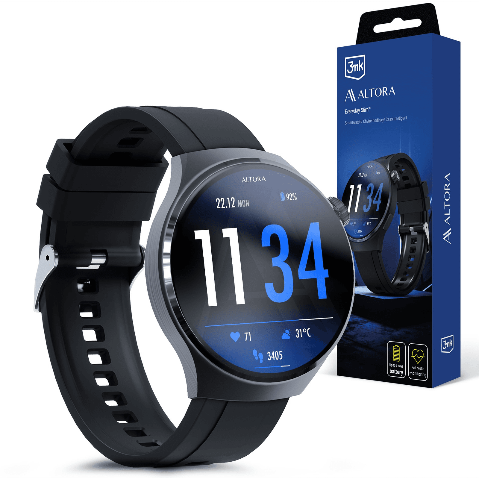 Smart hodinky 3mk Altora Everyday Slim IP68 Monitor srdcového tepu Výdrž