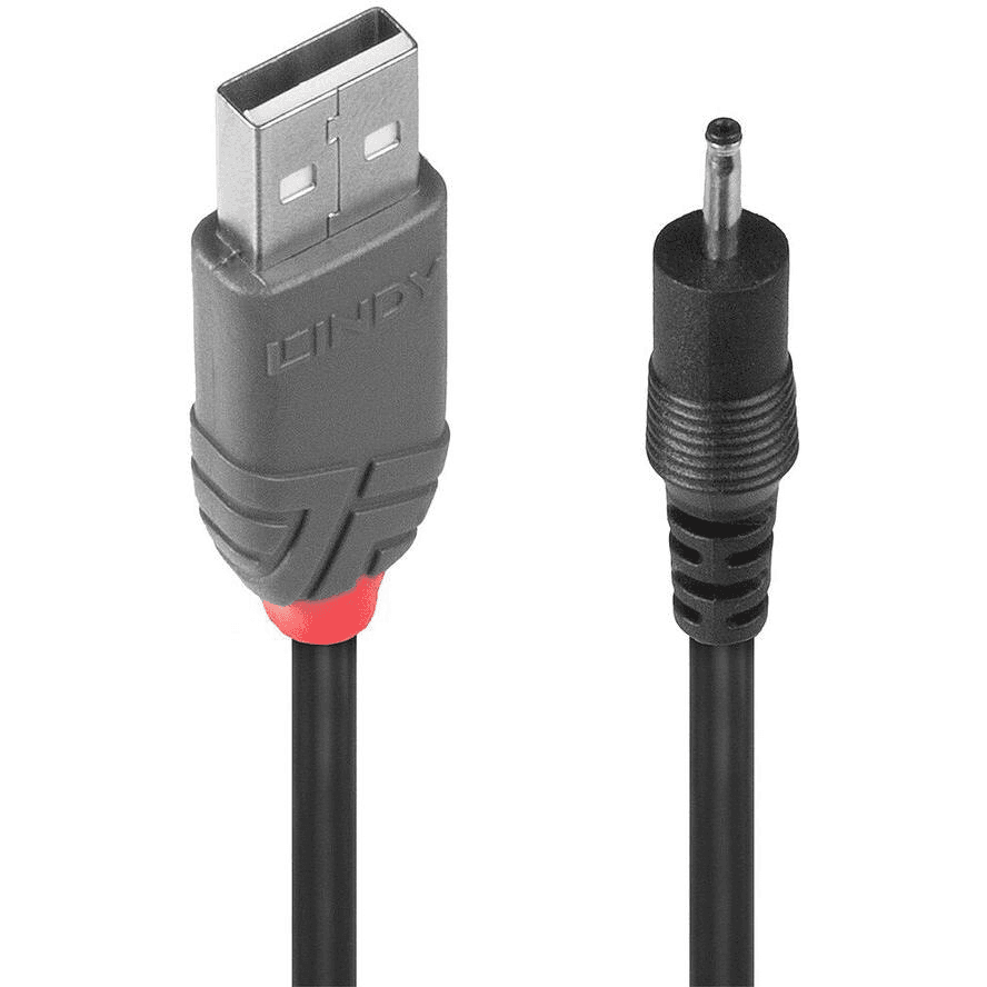 Lindy 70265 napájací kábel Čierna 1,5 m USB A EIAJ-01 (2.5 mm, 0.7 mm)