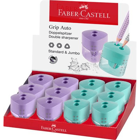 Dvojitý Strúhadlo s nádobkou Faber-Castell fialový, modrý
