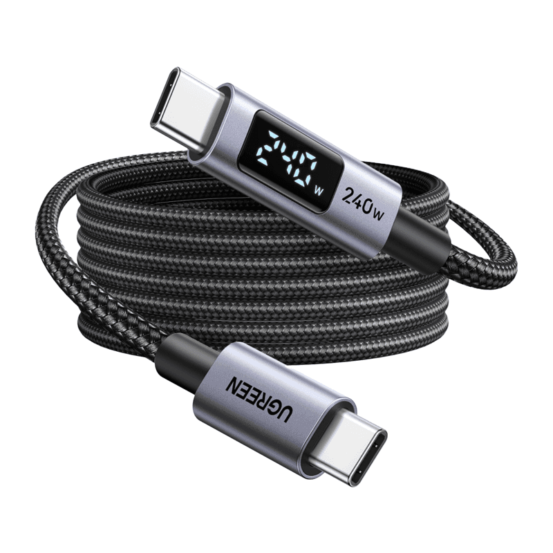 UGREEN L530 Silný USB-C kábel na USB-C 240W s LED displejom, 3m, Sivý