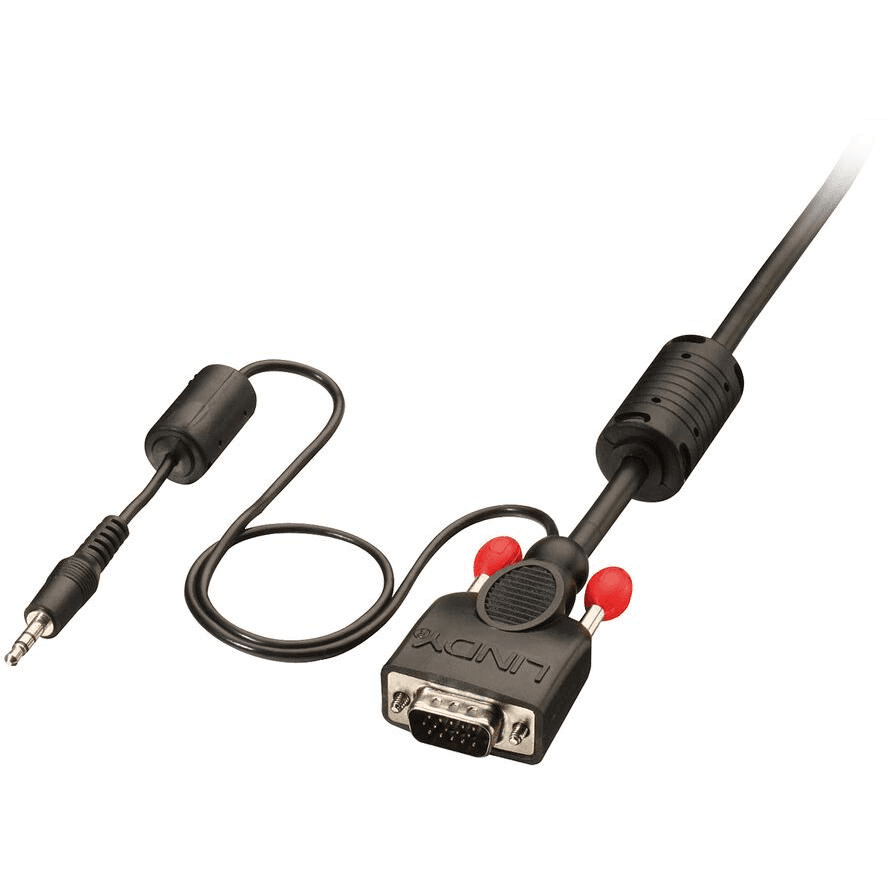 Lindy 37299 adaptér na video kábel 2 m VGA (D-Sub) + 3.5mm Čierna, Červená