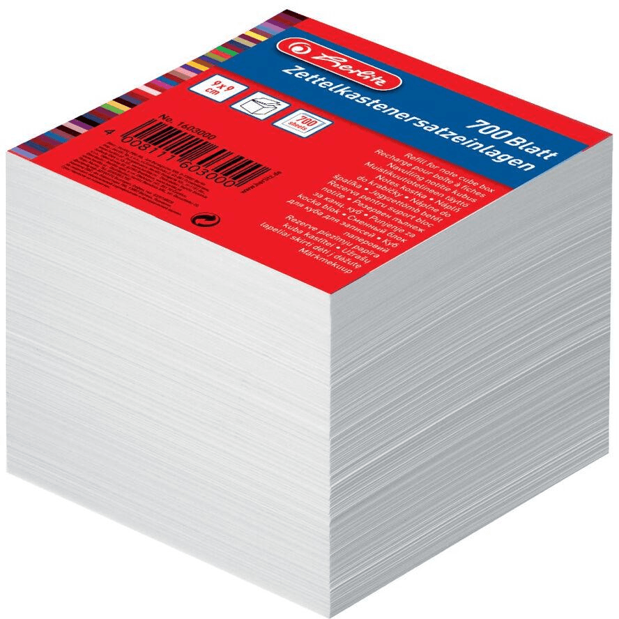 Herlitz Náhradné lístky do kartotéky 9x9, 700 listov, biele