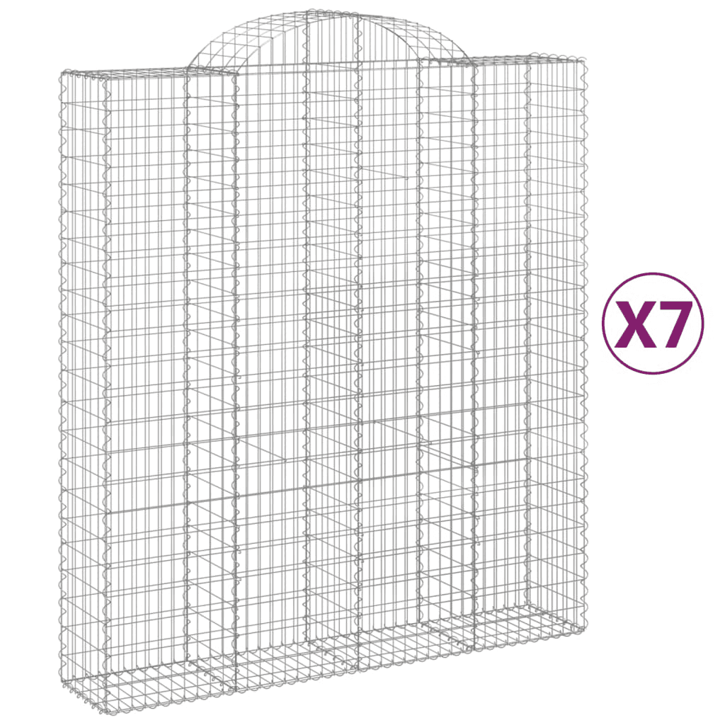 Gabionové koše, 7 ks, 200x50x220/240 cm, galvanické