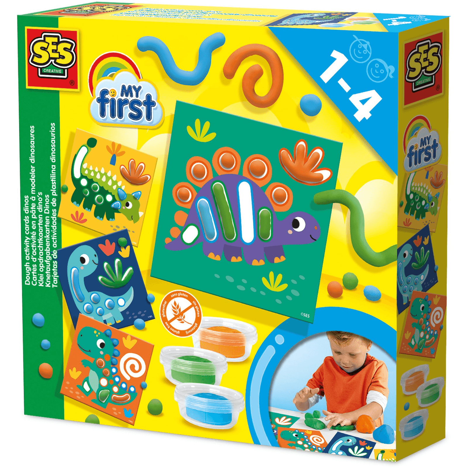 SES Creative My First - Dough activity cards dinos Modelovacie cesto Viacfarebný