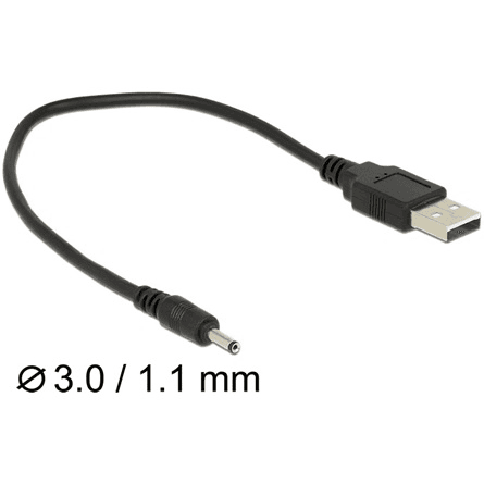 USB kábel Power - DC 3,0 x 1,1mm konektor 27cm Delock 83793