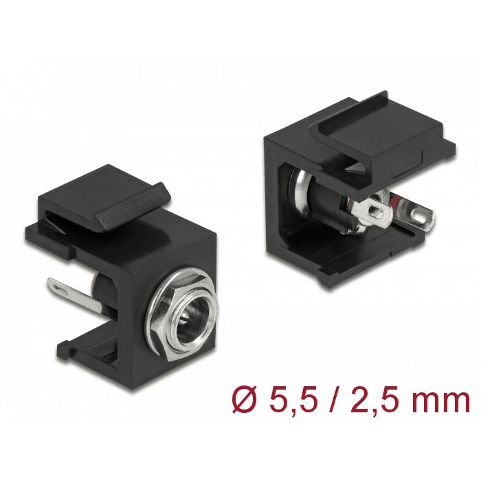 Keystone modul DC 5.5 x 2.5 mm zásuvka čierna Delock 86850