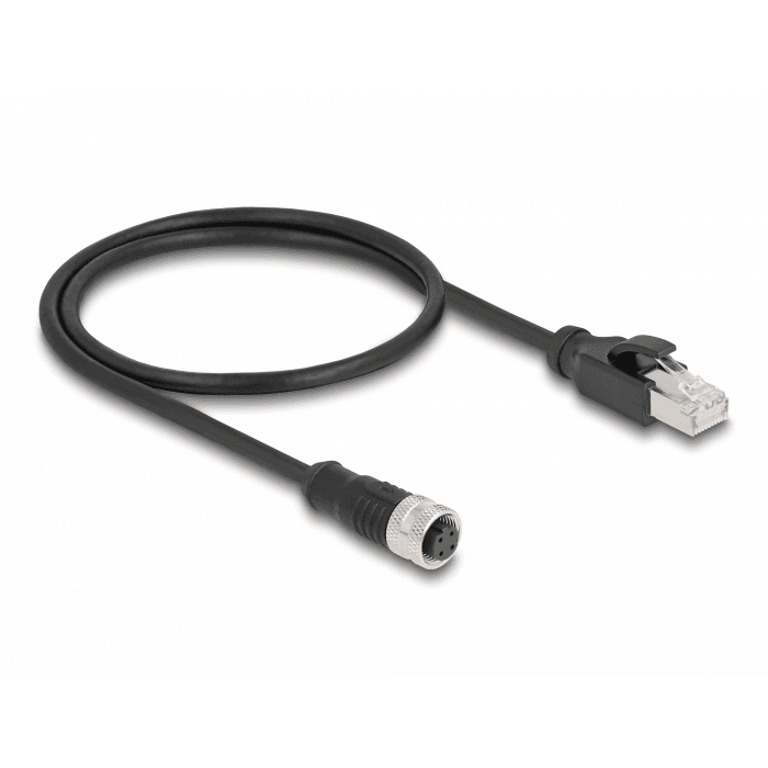 Adaptérový kábel IP67 M12 D-kódovaný 4-pinový samica RJ45 Cat.5e 50cm
