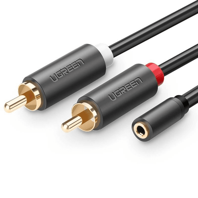 Ugreen 10588 audio kábel 1 m 2 x RCA 3.5mm Čierna