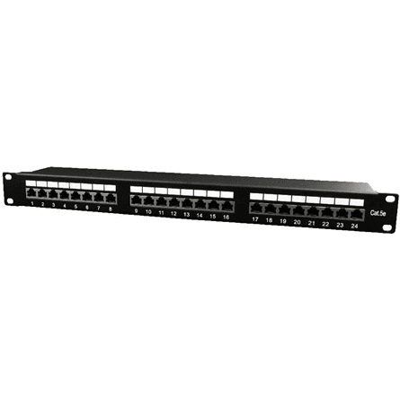 Patch Panel 24 Porty 1U 19'' Kat.5e obrazovka s funkciou organizácie káblov