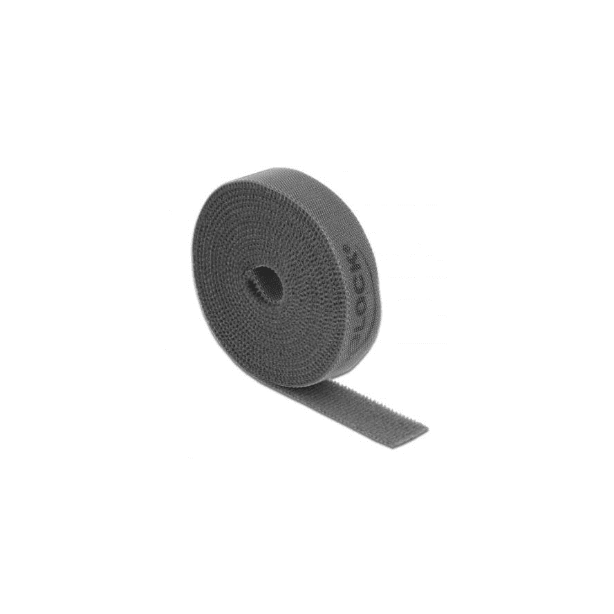 Suchý zips na rolke 2 m x 15 mm, sivá farba Delock 18389