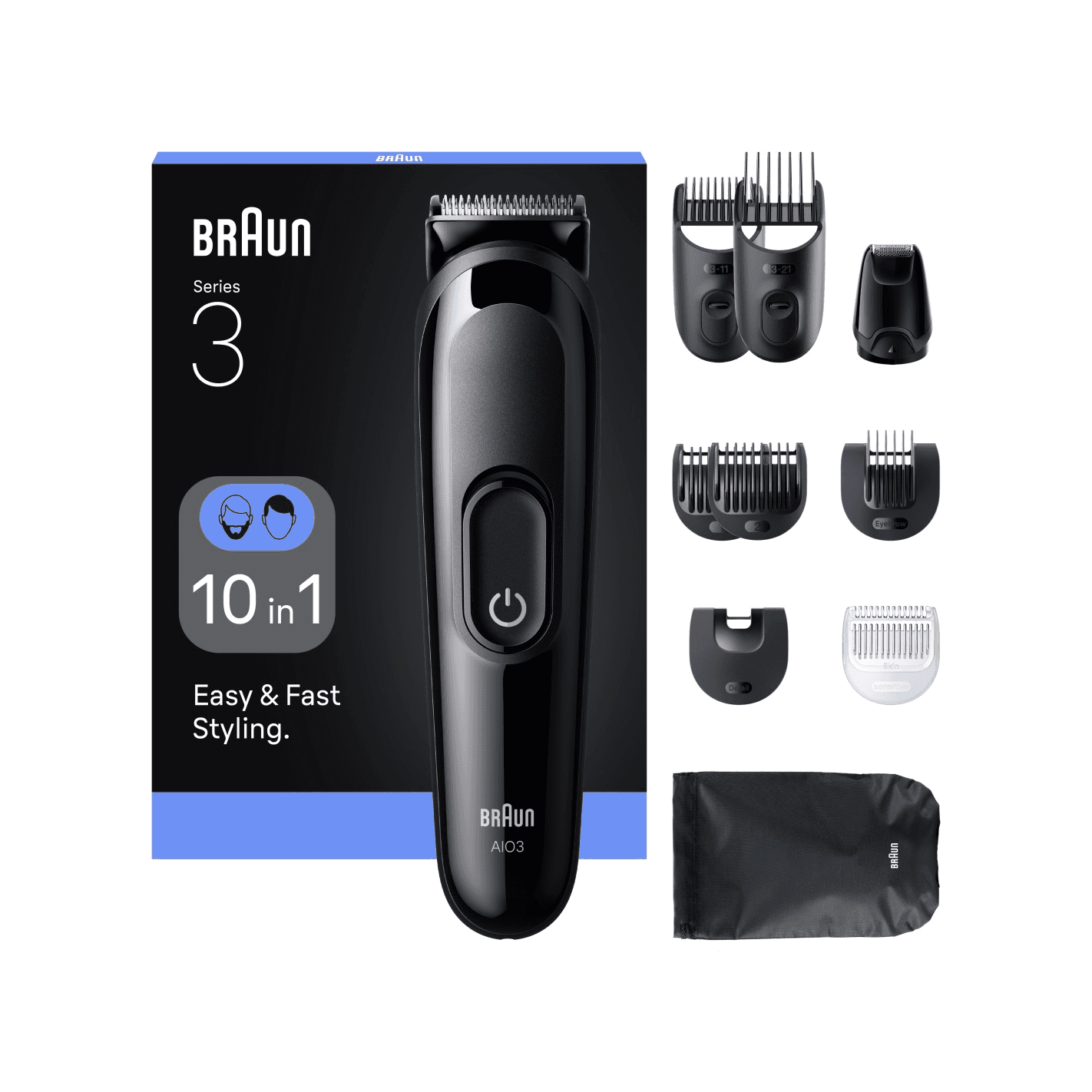Braun AIO3560 zastrihávač fúzov a vlasov Čierna 14 Nikel-Metal Hydrid (nimh)
