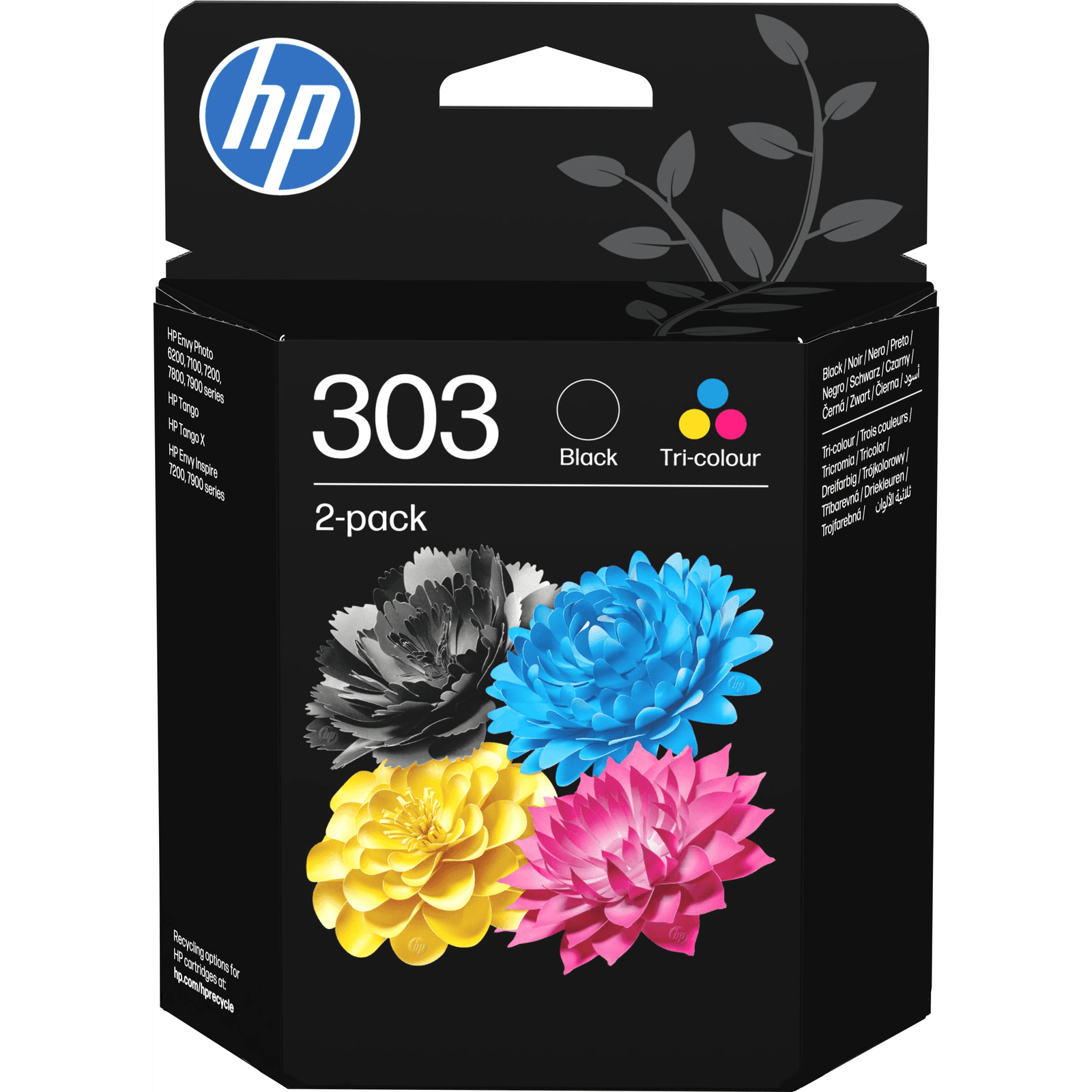 HP 303 2-pack Black/Tri-color Original Ink Cartridges atramentová náplň 2 kusov Štandardná výťažnosť Čierna, Azúrová, Purpurová, Žltá