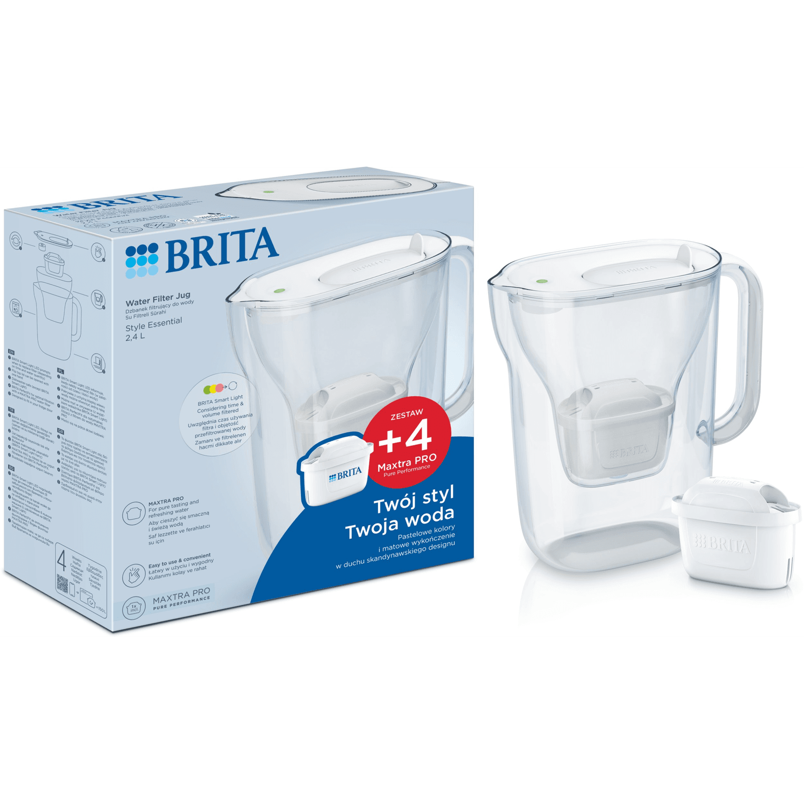 Filtračná kanvica Brita Style Essential 2,4l Piesková s 3 náplňami Maxtra