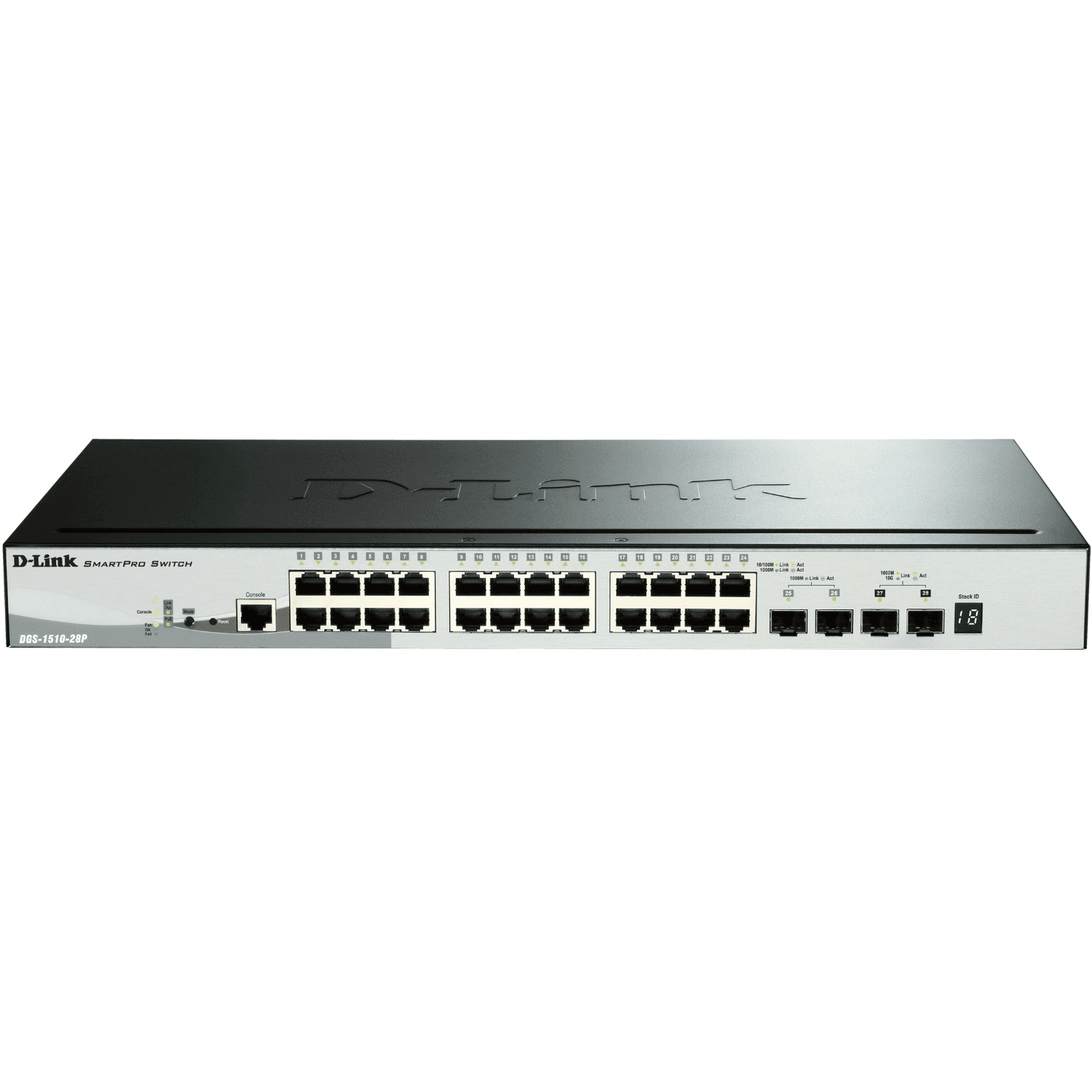 D-Link DGS-1510-28P sieťový prepínač Riadený L3 Gigabit Ethernet (10/100/1000) Podpora napájania cez Ethernet (PoE) Čierna