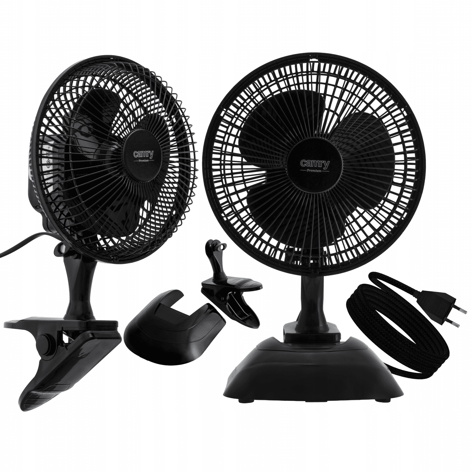 Stolný ventilátor Camry S KLIPSOM A ZÁKLADŇOU 2V1 čierny