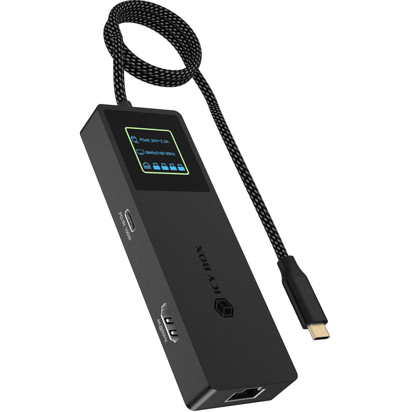 ICY BOX Spade Dock 4038 Kábel USB 3.2 Gen 2 (3.1 Gen 2) Type-C Čierna