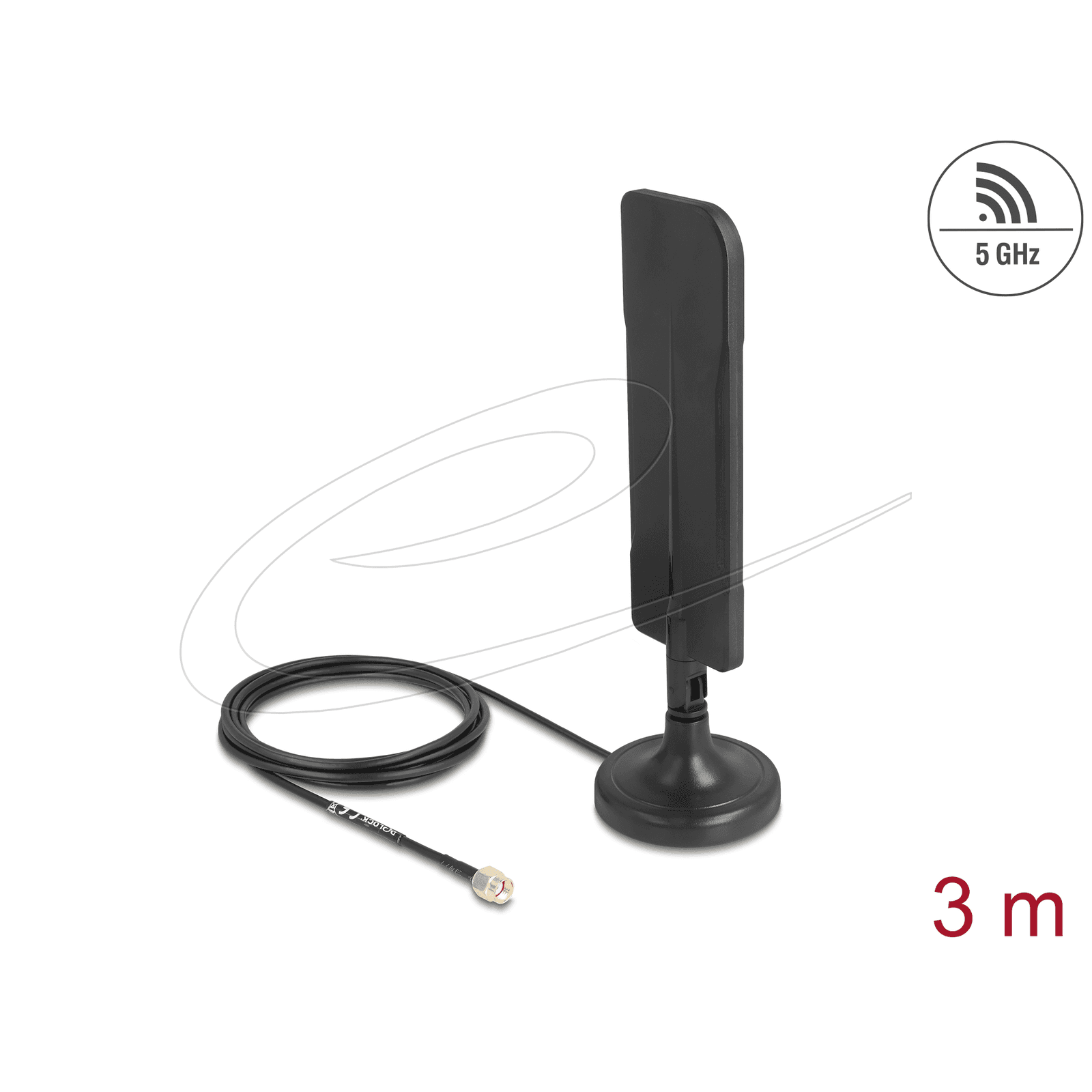 WiFi anténa 5,8 GHz RP-SMA samec 3dBi všesmerová kábel RG-174 3m Delock