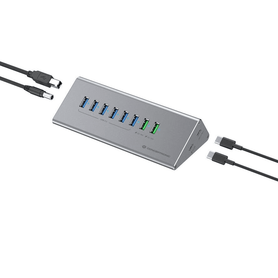 Conceptronic HUBBIES18G hub USB 3.2 Gen 1 (3.1 Gen 1) Type-B 5000 Mbit/s Šedá