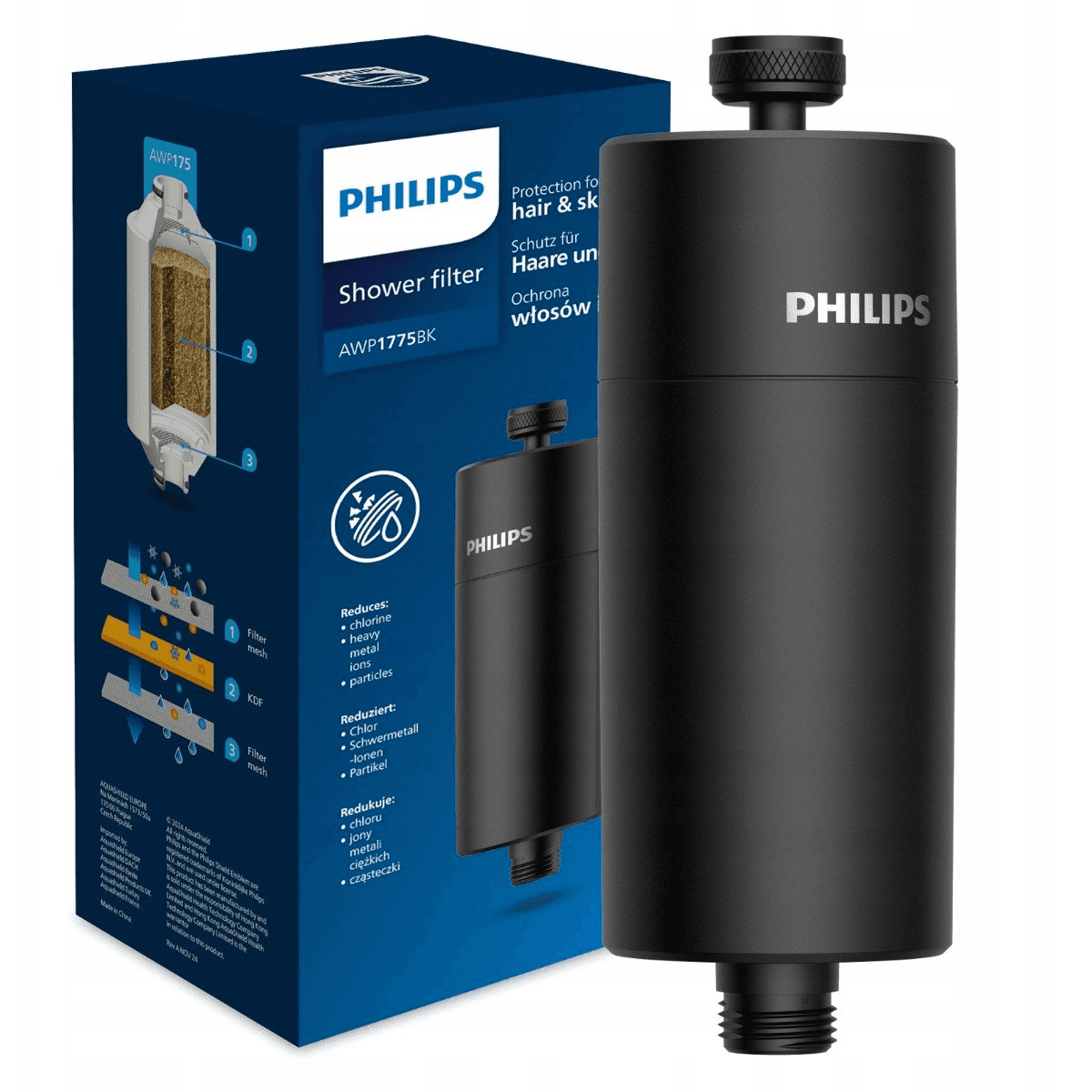 Sprchový filter Philips AWP1775BK/10 čierny