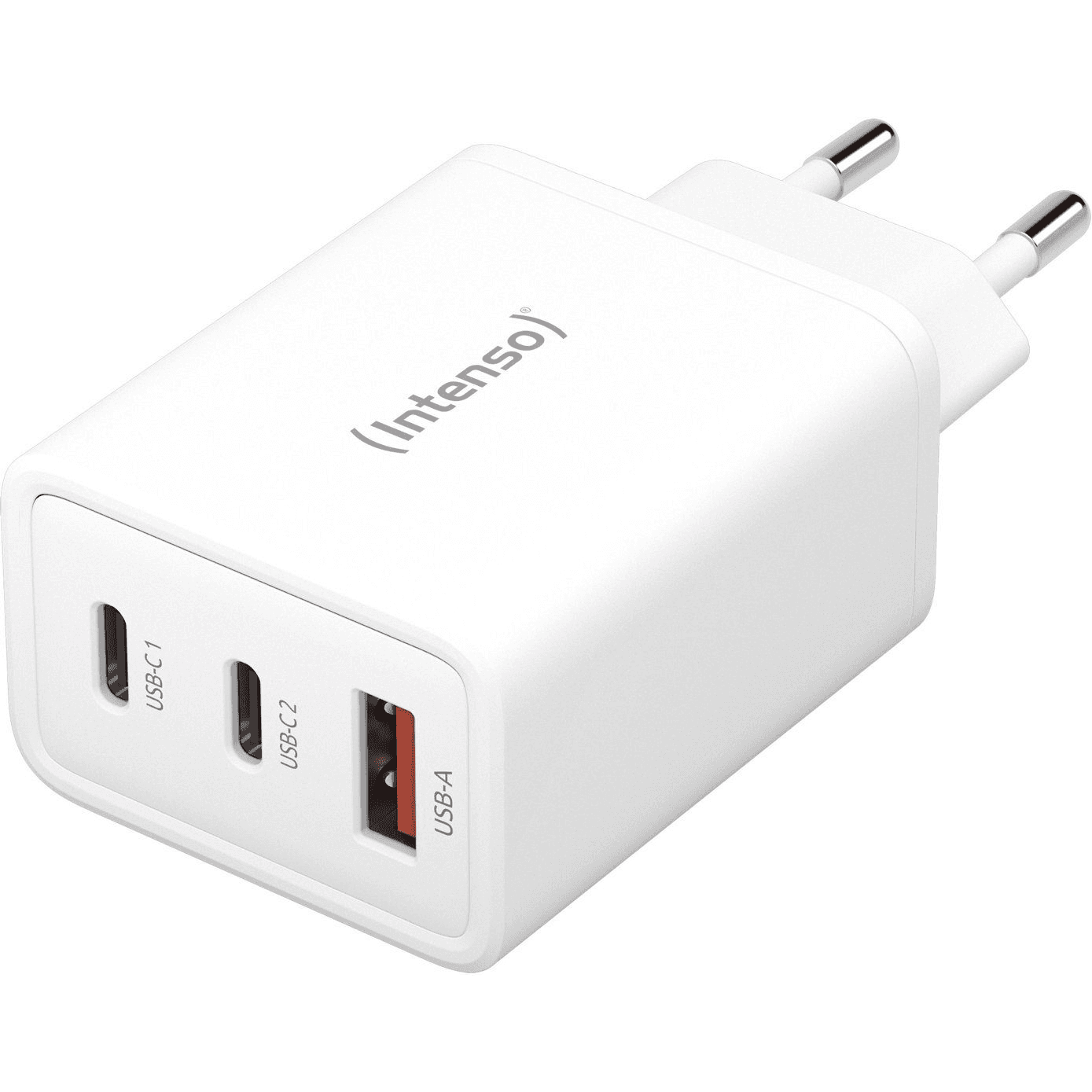 Napájací adaptér Intenso Power Adapter 65W GaN USB-C/A, biely