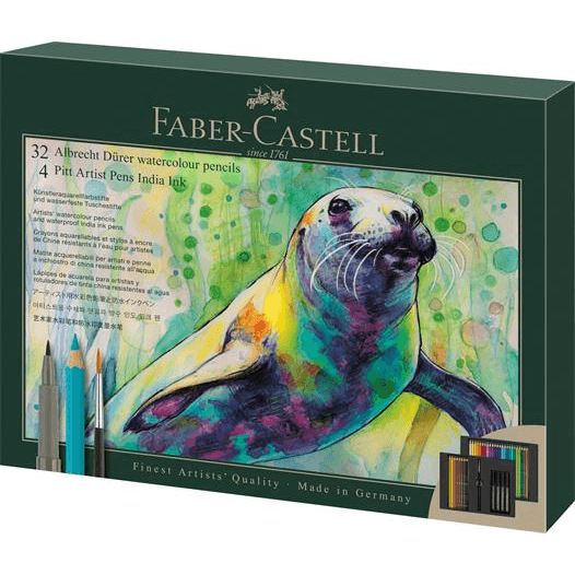 FABER-CASTELL Akvarelové pastelky Albrecht Durer 32 farieb + 4 fixky štetec
