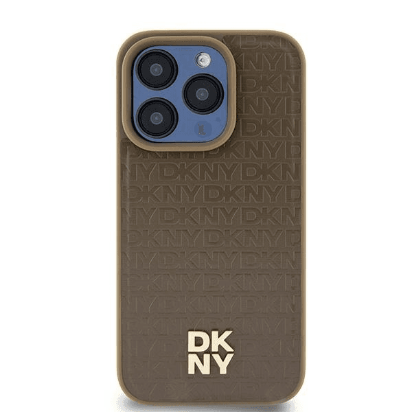 Zadný Kryt DKNY pre Apple iPhone 15/14 Plus Leather Monogram Pattern hnedý