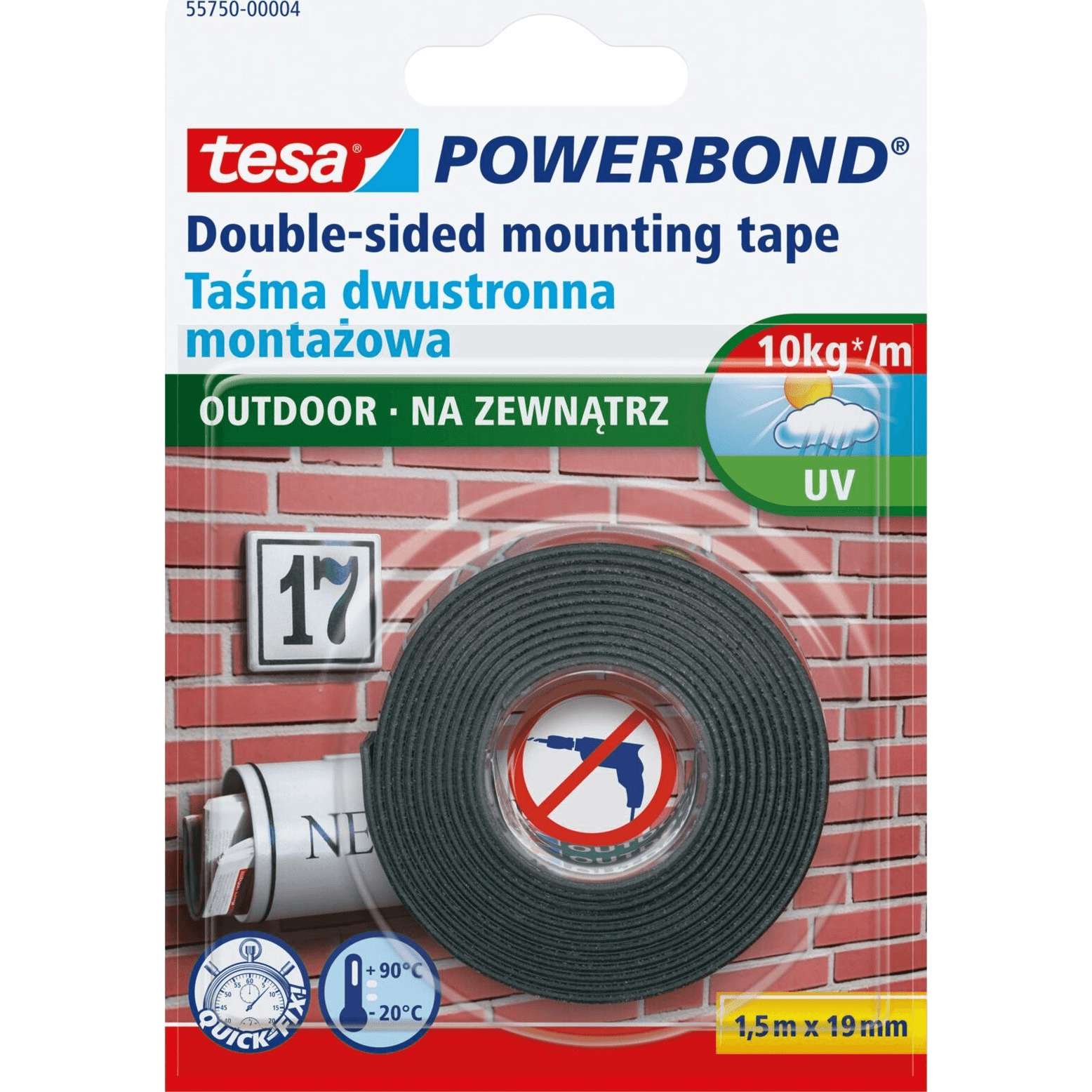 Obojstranná montážna lepiaca páska Tesa 19 mm x 5 m, vodeodolná, penová