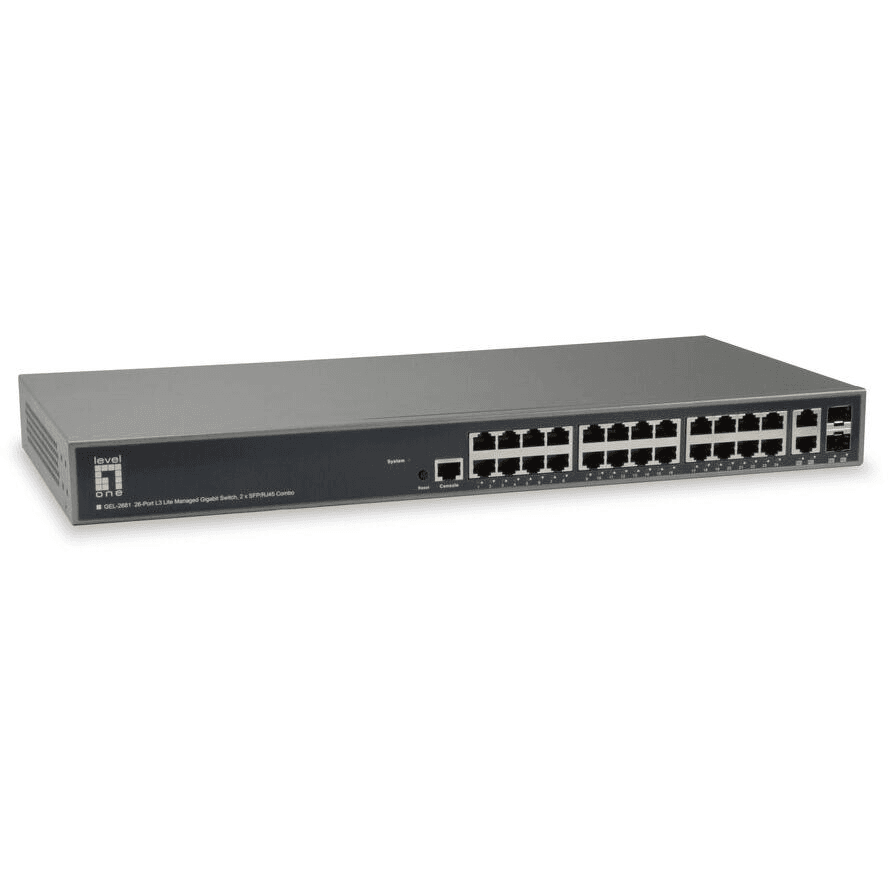 LevelOne GEL-2681 sieťový prepínač Riadený L3 Gigabit Ethernet (10/100/1000) Čierna