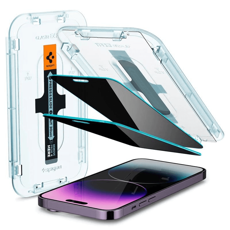 Tvrdené sklo s ochranou súkromia pre iPhone 14 Pro Max Spigen EZ Fit 2 ks