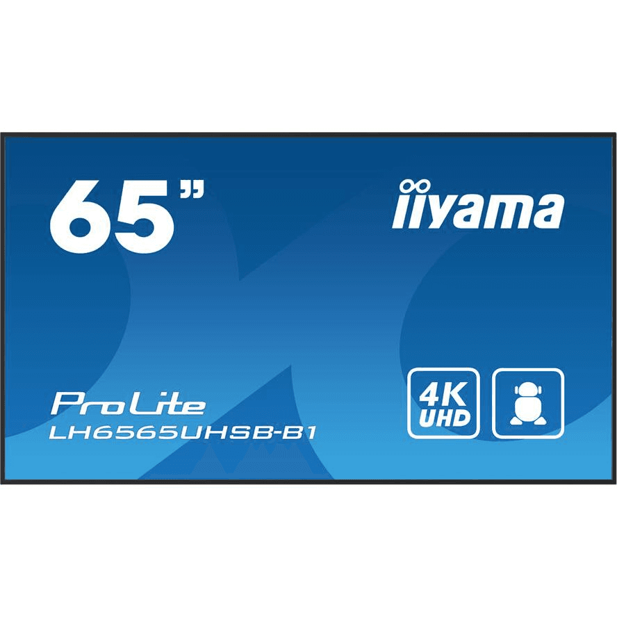 iiyama LH6565UHSB-B1 oznamovací displej Dizajn stánku 163,8 cm (64.5") LED Wi-Fi 800 cd/m² 4K Ultra HD Čierna Zabudovaný procesor Android 11 24/7