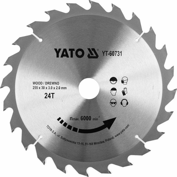 YATO KOTÚČ TCT NA DREVO 255X24TX30MM