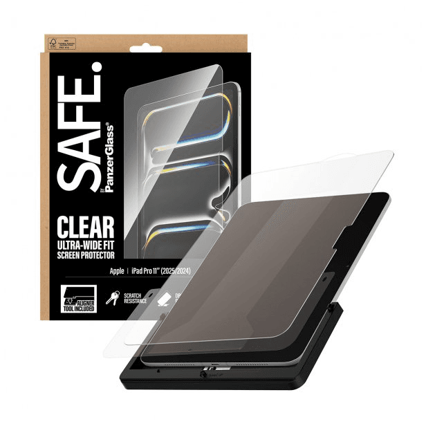 PanzerGlass SAFE. by ® Screen Protector iPad Pro 11" (2024-2025) | Ultra-Wide Fit w. Fastfit tool Číra ochranná fólia na displej Apple 1 kusov