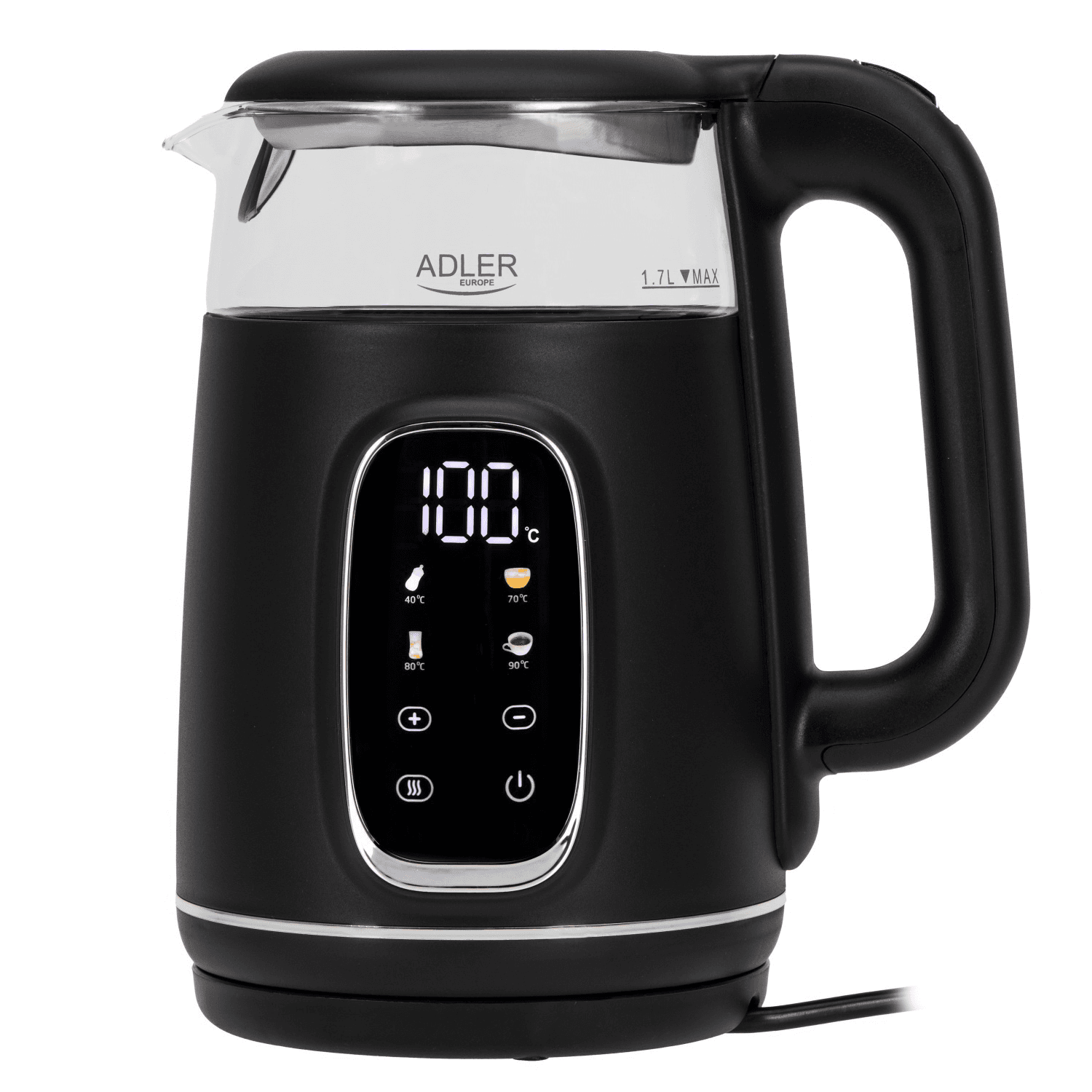 Elektrická kanvica Adler s reguláciou teploty AD1305BS 2200 W 1,7 l čierna