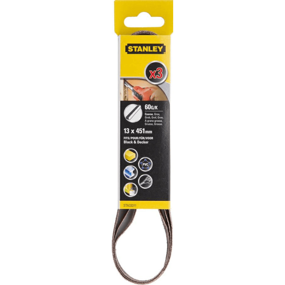 STANLEY STA33311 3x Brúsny pás do pilníka Black Decker 13x455, zrnitosť 60
