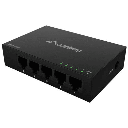 Prepínač Lanberg DSM1-1005 5x1Gbps Neriadený Kovové puzdro SOHO SMB