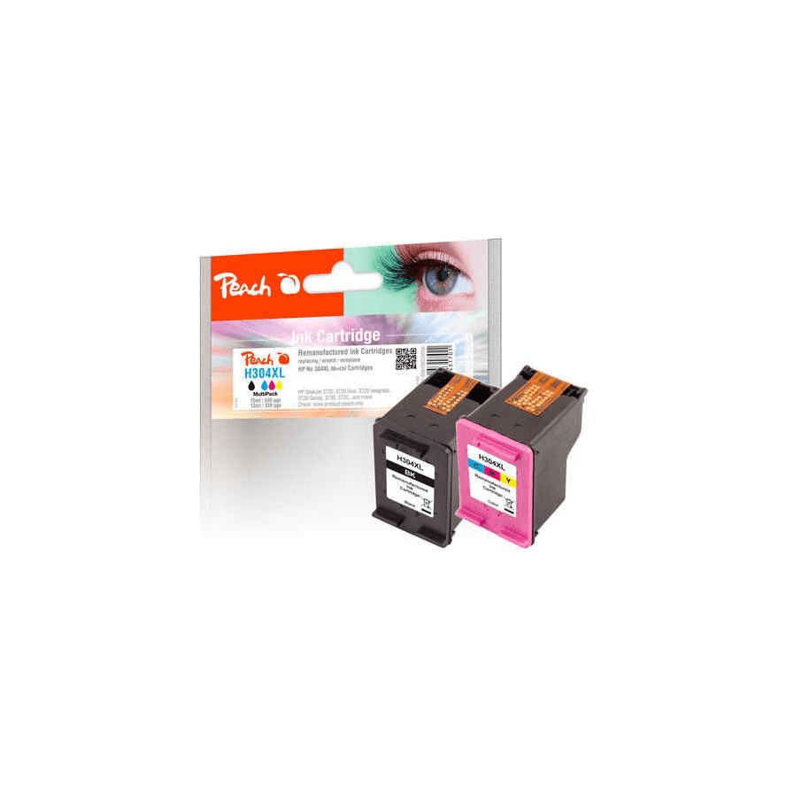 Peach PI300-808 atramentová náplň 2 kusov Vysoký (XL) výnos Čierna, Azúrová, Purpurová, Žltá
