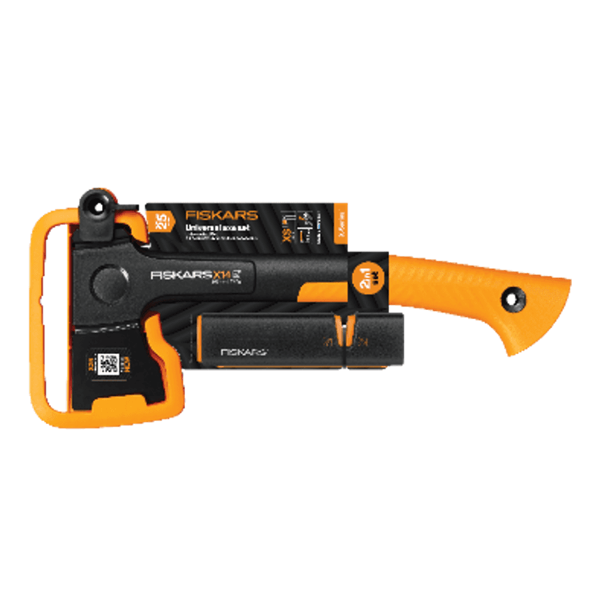 FISKARS X- X14 Tesárska sekera na drevo + Brusný Kameň