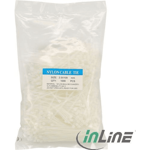 InLine 59963X viazacia sťahovacia páska Nylon Biela 1000 kusov
