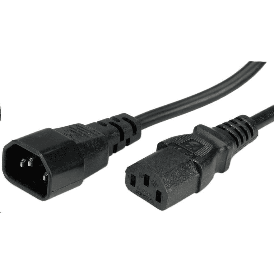 Predlžovací prívodný kábel C14 - C13 IEC 320 čierny 1m