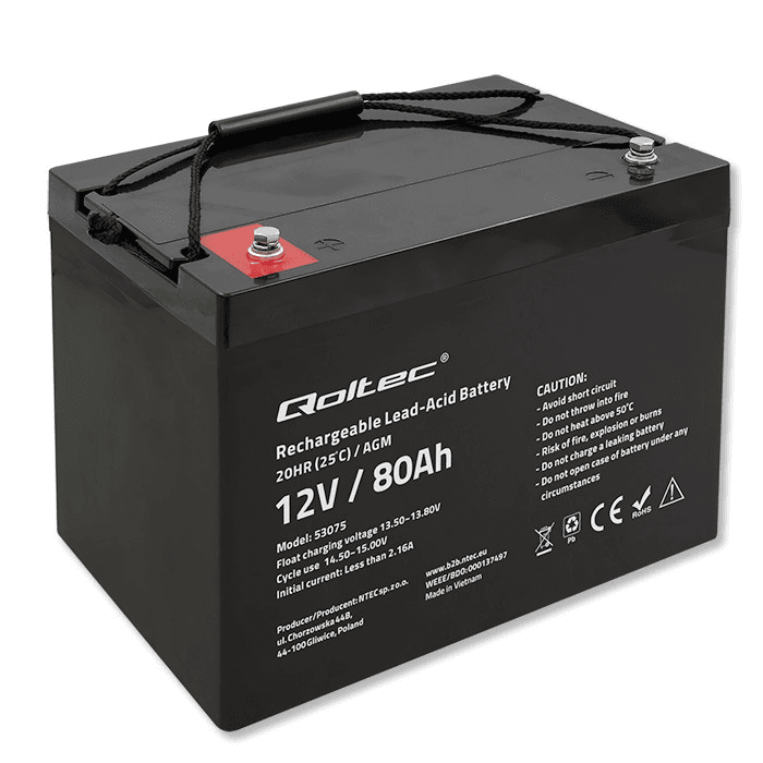 AKUMULÁTOR AGM QOLTEC LONGLIFE 80AH UPS INVERTOR MENIČ