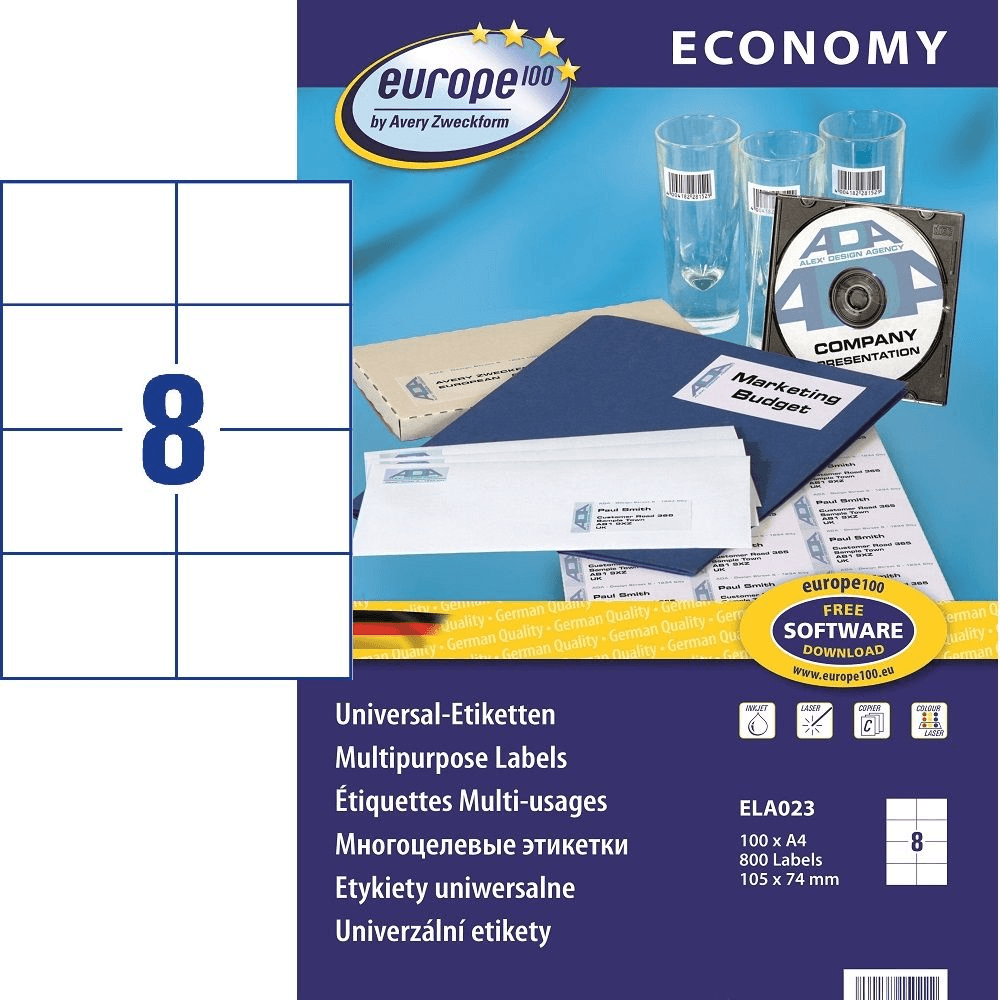 Etikety Avery Economy Europe ELA023 100 listov