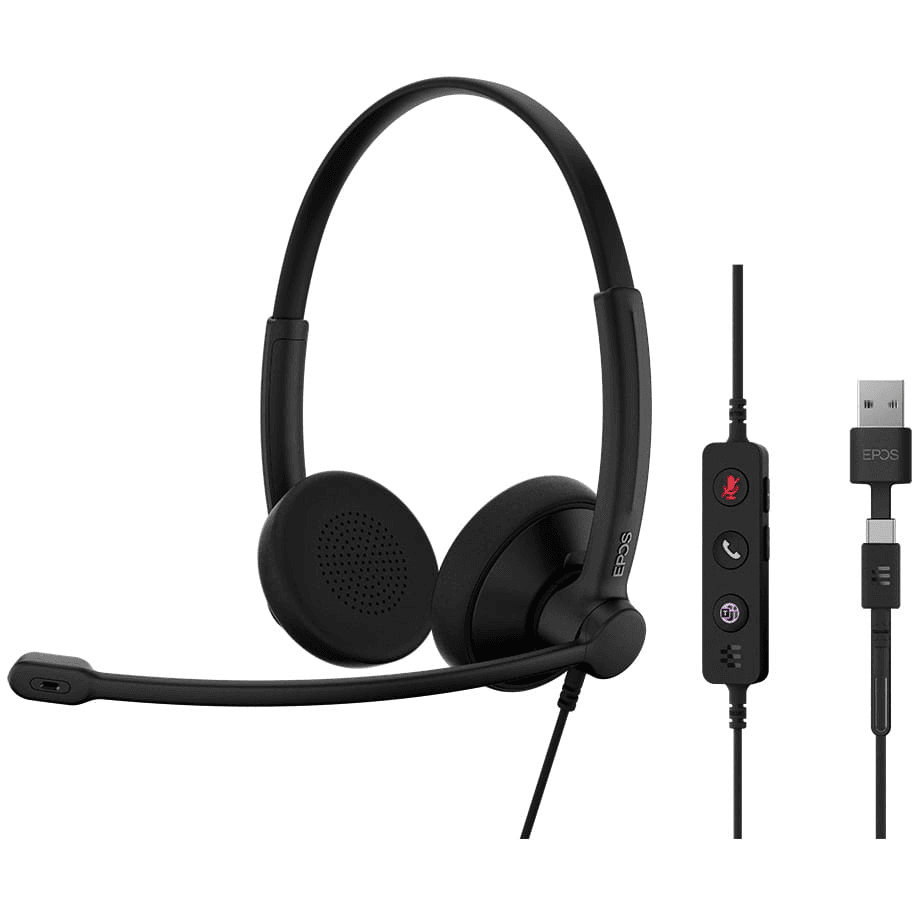EPOS 1001421 slúchadlo / náhlavná súprava Slúchadlá s mikrofónom Kábel Pres hlavu Kancelária / call centrum USB Type-C / USB Type-A Čierna