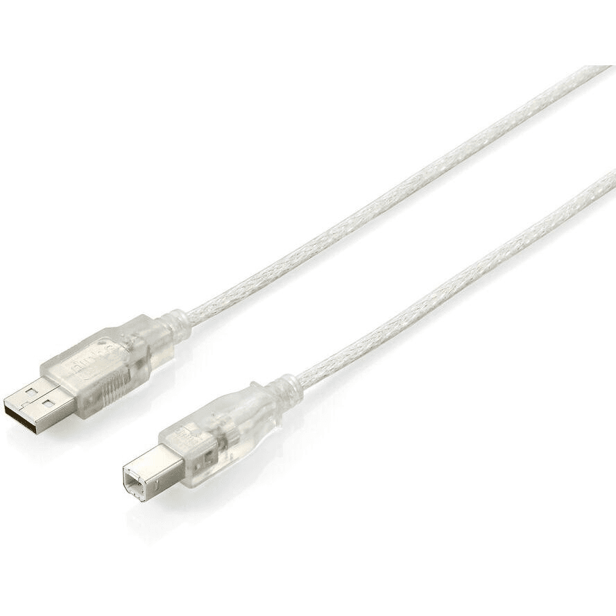 Equip 128651 USB kábel USB 2.0 3 m USB A USB B Strieborná, Priehľadná