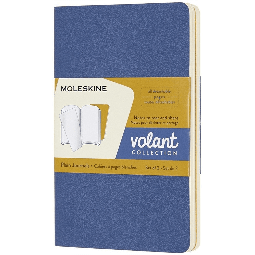 Sada 2 zápisníkov Moleskine Volant P 9x14 cm, modrá / jantárovo žltá