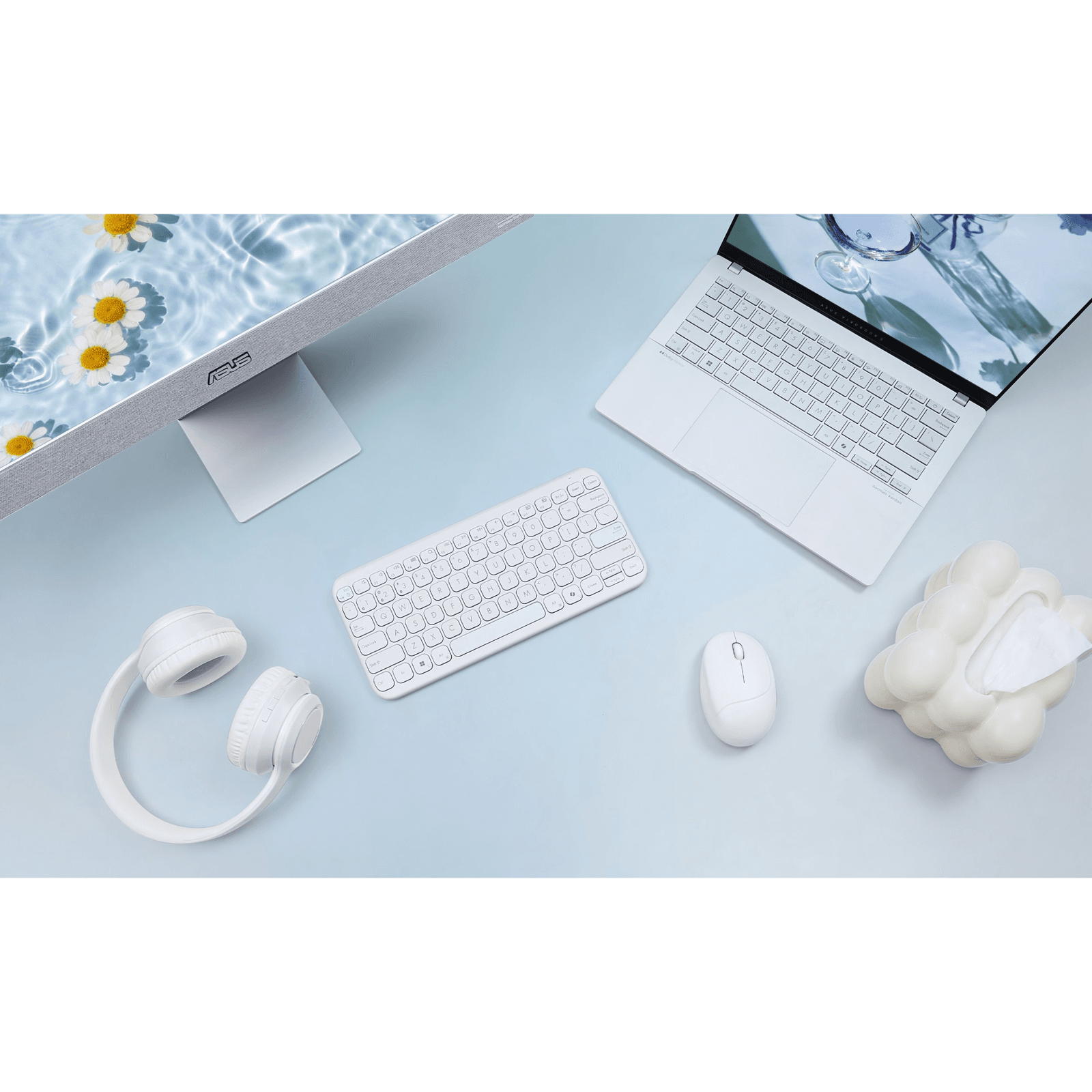 ASUS Marshmallow Keyboard KW100 klávesnica Domáci Bluetooth QWERTZ Nemecký Biela