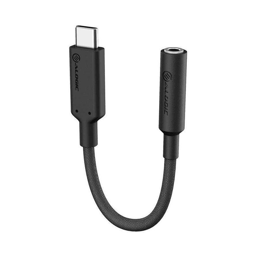 ALOGIC ELPC35A-BK kábel k mobilnému telefónu Čierna 0,1 m USB-C 3,5 mm