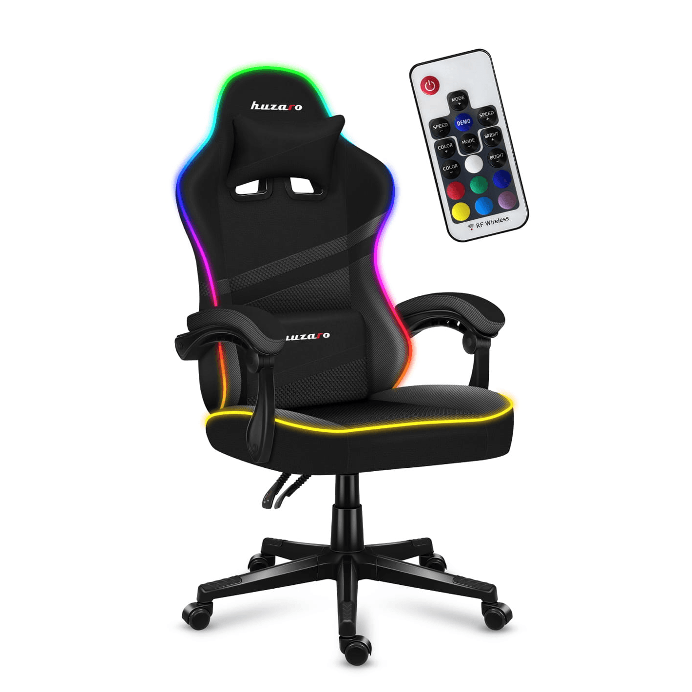 Herné kreslo Huzaro Force 4.4 RGB BLACK látka čierna