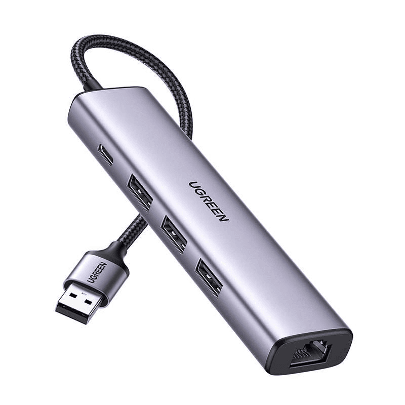 UGREEN Adaptér 5v1 USB-A na 3x USB 3.0 RJ45 USB-C